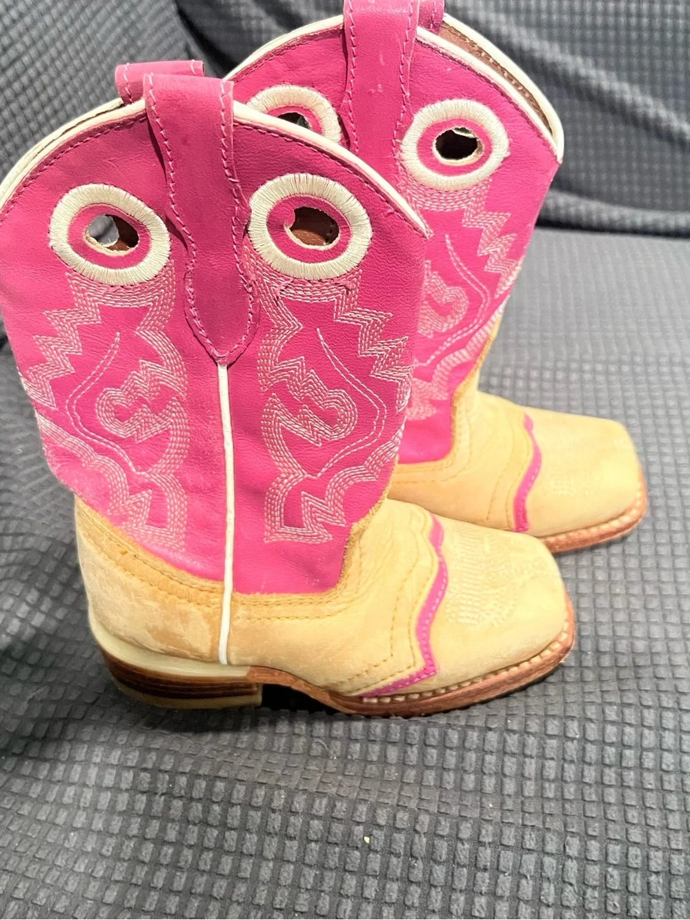 Girls Pink and Tan Western Pull-On Cowboy Boots
